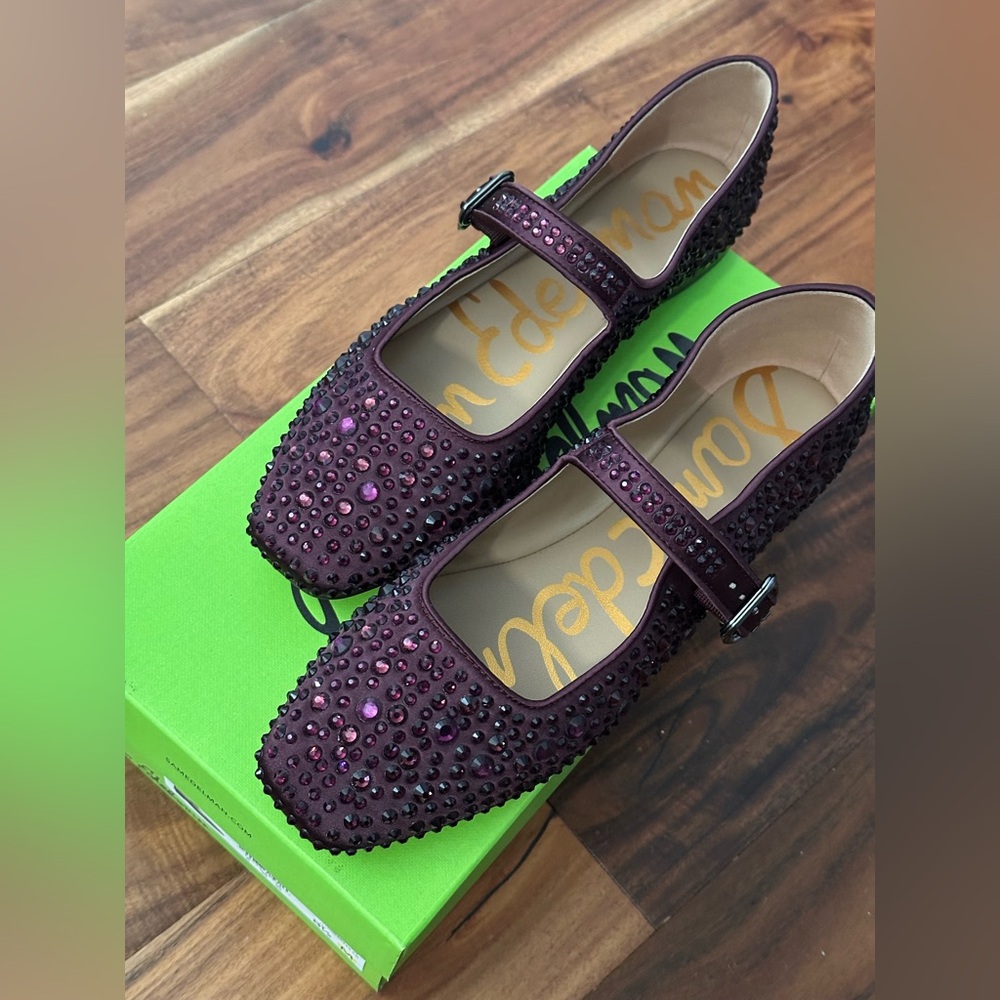 Sam Edelman Michaela Bling plum Mary Jane Flats 8.5 - Picture 2 of 8